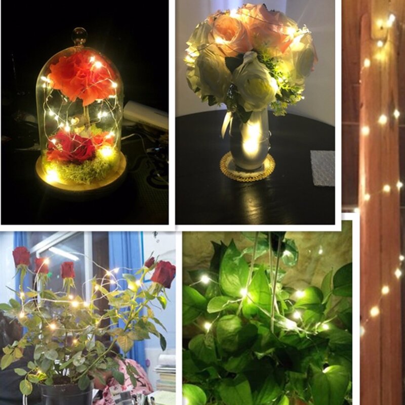 Cadena de luces LED con cable de cobre, luces de hadas estrelladas, DC5V, con batería, Micro LED para fiesta de bodas y Navidad, NKD Xmax, 2m