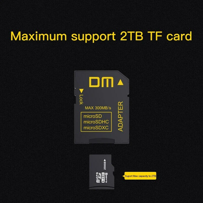 DM SD-T2 メモリカードアダプター SD2.0 comptabile microsd microSDHC microSDXC センターサポート最大容量 2 テラバイト micro sd カードリーダー
