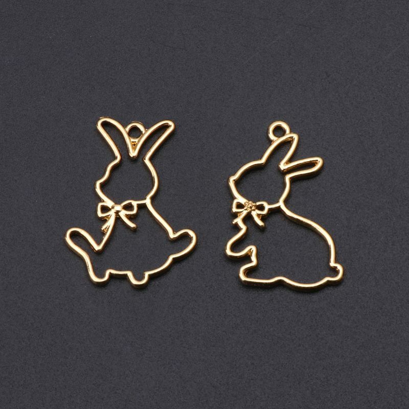 2 قطعة صديق الأرانب الراتنج إطار مفتوحة حواف إعداد فارغة قلادة صنع المجوهرات