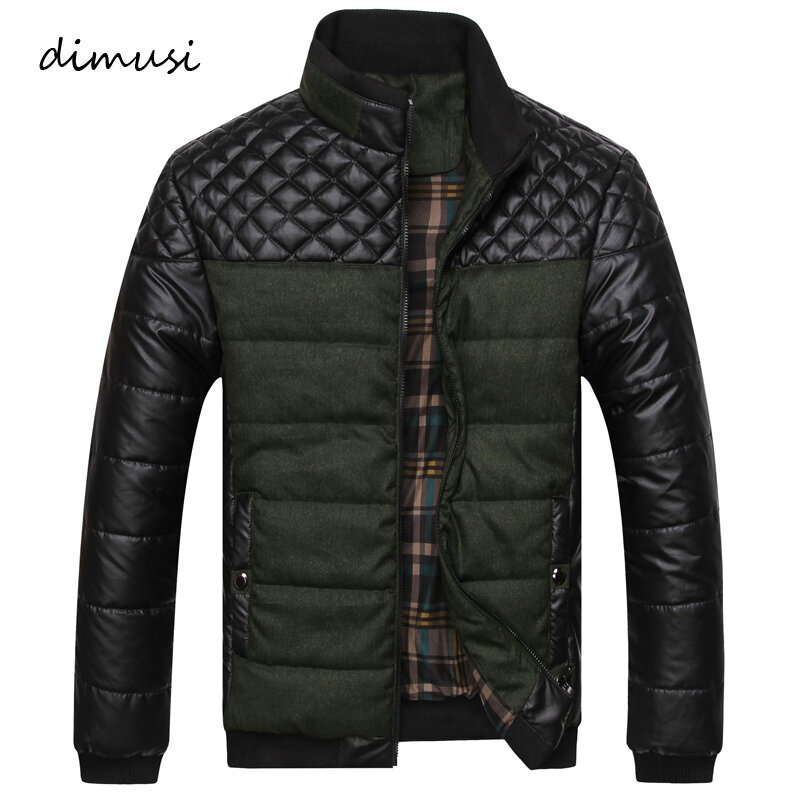 DIMUSI-PU Patchwork Design algodão Parkas masculino, jaquetas acolchoadas grossas, casacos casuais masculinos, casacos de inverno, roupas da moda, YA745