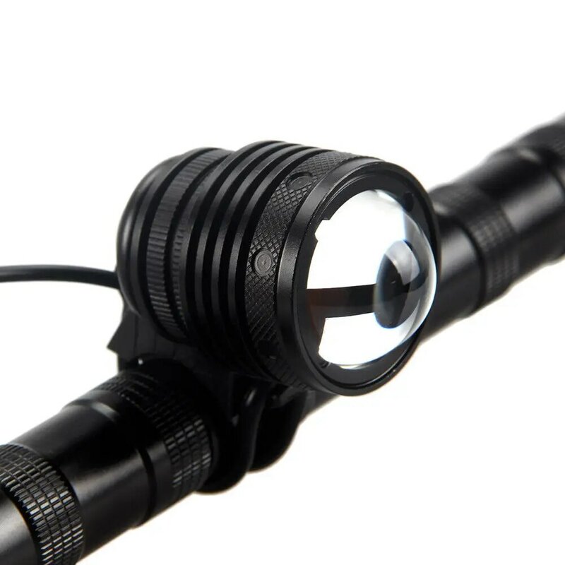 Lampe frontale noire Rechargeable à XML-T6 LED pour vélo, phare avant de cyclisme, 2000Lm