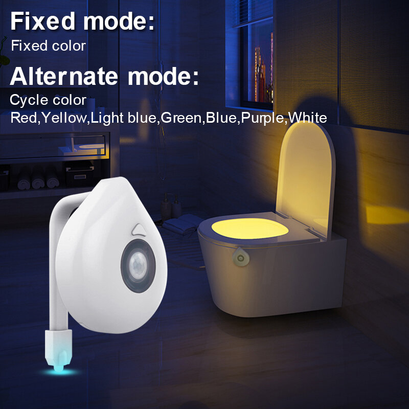 Goodland-Lámpara LED con luz por movimiento para el asiento de baño, sensor infrarrojo pasivo, lamparilla nocturna con retro iluminación para WC y tazón de inodoro, 8 colores