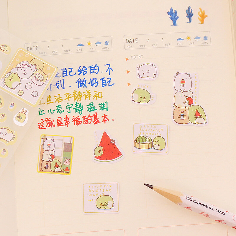 1 Buah Stiker Alat Tulis Kreatif Stiker Diary Perencana Album DIY Pola Dekoratif Transparan Kelinci Gulungan Bulat Korea