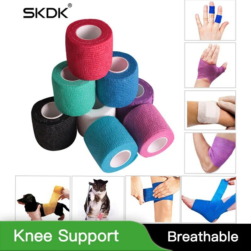 SKDK Knee Support Colorful Sport Elastoplast Knee Arthrosis Protector Athletic Kinesiology Elastic Bandage Self Wrap Tape Ankle