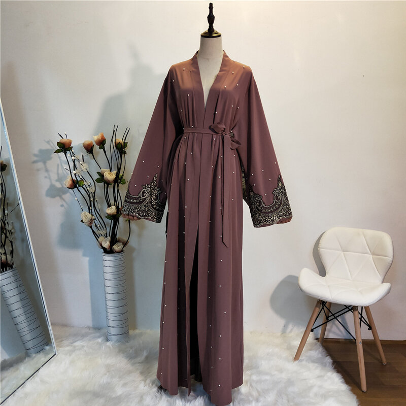 Kaftan Abaya Dubai Kimono Cardigan Muslim Jilbab Gaun Abaya untuk Wanita Jubah Femme Kaftan Marocain Qatar Islam Pakaian