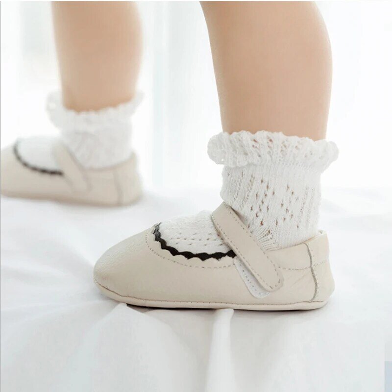 جوارب دانتيل قصيرة غير قابلة للانزلاق للفتيات الصغيرات ، جوارب قطنية لحديثي الولادة ، كشكش شبكي للأطفال ، جوارب بيضاء للأطفال ، إكسسوارات ملابس
