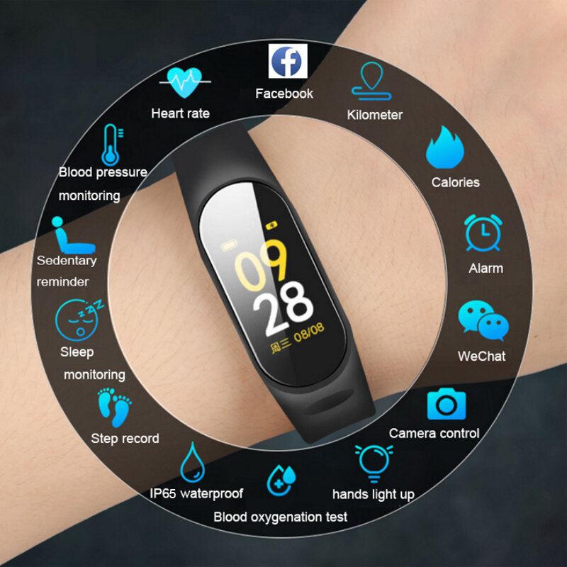 2019 reloj inteligente para hombres y mujeres, Monitor de ritmo cardíaco, presión arterial, rastreador de Fitness, reloj inteligente deportivo, reloj para IOS Android
