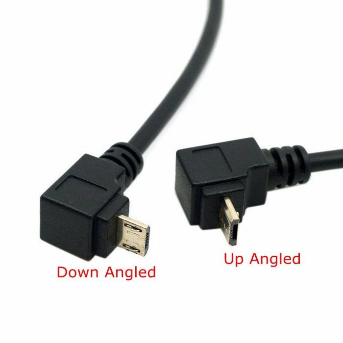 Up & Down 90 Degree Angled Micro USB 2.0 Male to Female Extension Cable 0.2m 20cm Full Pin Connected MicroUSB Extension Cable