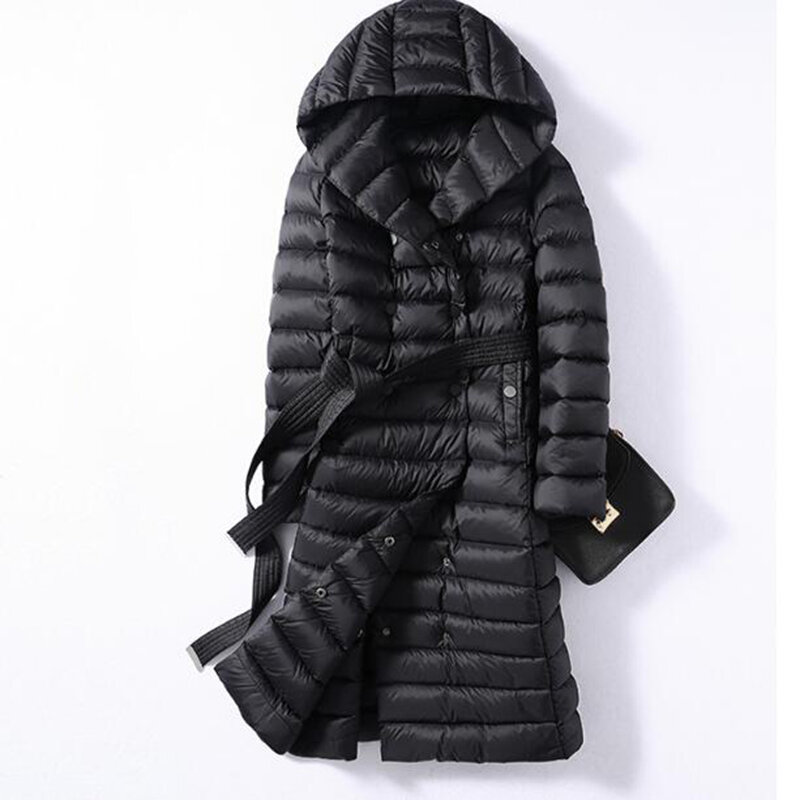SEDUTMO 겨울 긴 여성용 다운 재킷, 초경량 덕 다운 코트, 가을 후디, 퍼퍼 재킷 ED226