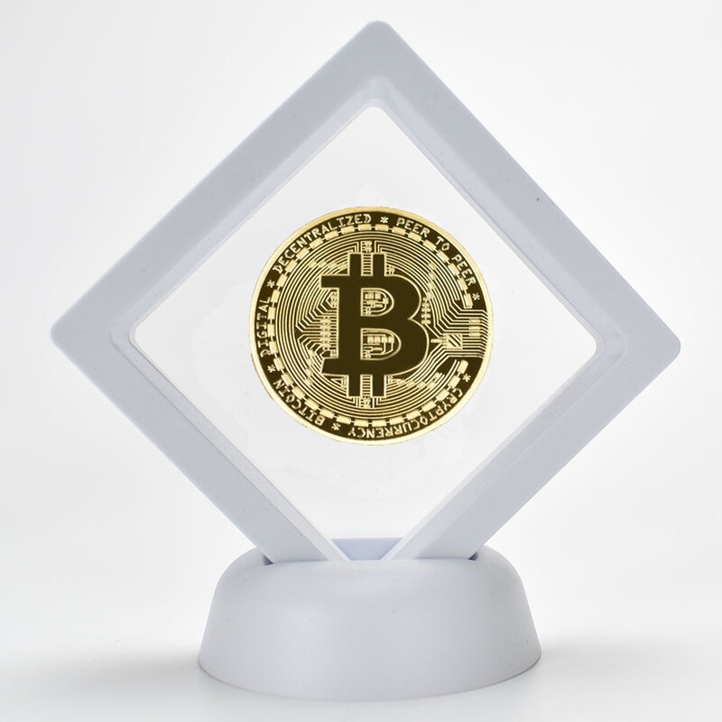 Mode Gift Bitcoin Bit Coin Litecoin Rimpel Ethereum Doge Cardano Iota Fil Cryptocurrency Metalen Munt Met Resultaat Stand