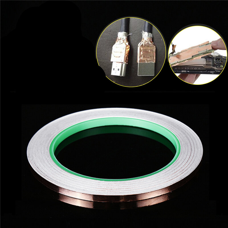 5/6/8/10mm 20 Meters Length Single Side Conductive Copper Foil Tape Strip Adhesive SealersTape Heat Resist For Soldering