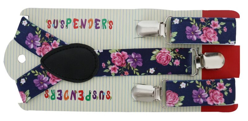 2021 New Fashionable Kid Adjustable Navy Floral Printed Suspenders For Girls
