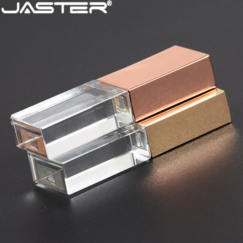 JASTERคริสตัลUsb 2.0 Sticksโลโก้ที่กำหนดเอง4GB 8GB 16GGB 32GB 64GB Usb Flash Pendriveโปร่งใสแก้ว