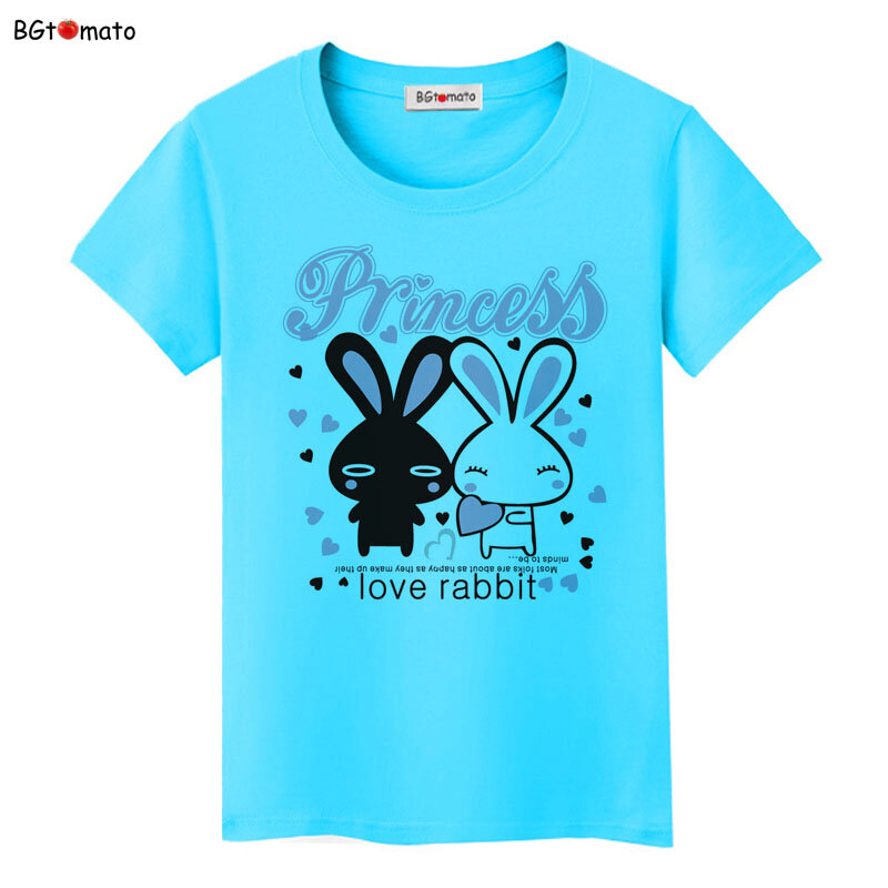 Женская футболка с изображением милого кролика, футболка принцессы, дешевая распродажа, брендовая новая футболка, женские кавайные топы, футболки с коротким рукавом, Повседневная футболка