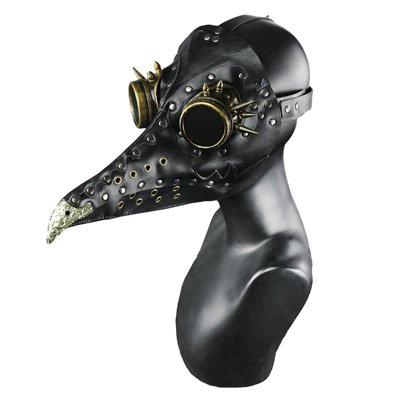 Máscara de cosplay de steampunk médico, máscara de médicos antiga da época da peste, nariz ou pássaros, máscara gótica exclusiva de couro, máscara de halloween