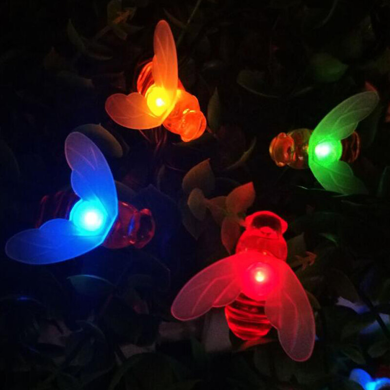 Guirlande lumineuse LED solaire en forme d'abeille, luminaire décoratif d'extérieur, idéal pour un jardin, une fête, un mariage ou noël