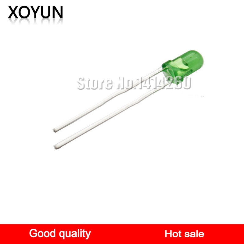 100 Cái/lốc Sáng Hạt Đèn Trực Tiếp Đưa Vào 3 Mm/F3 Tóc Xanh Xanh Vô Tận Sáng Ngắn chân F3 Vô Tận Xanh