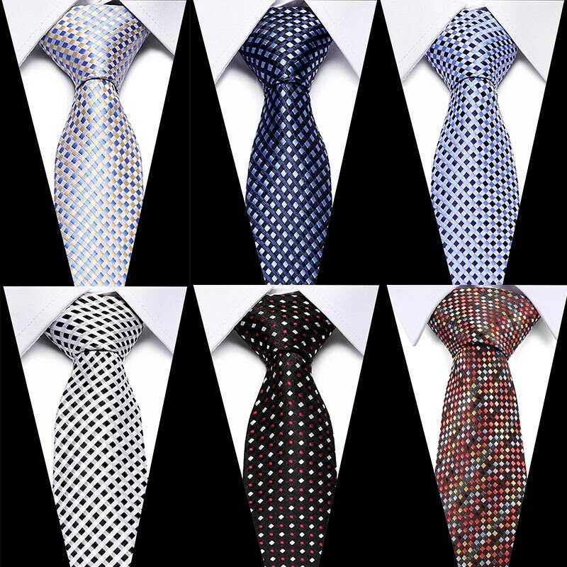 Бесплатная доставка, мужские аксессуары, полосатый клетчатый деловой шелковый галстук для мужчин, Свадебный костюм, жаккардовые галстуки