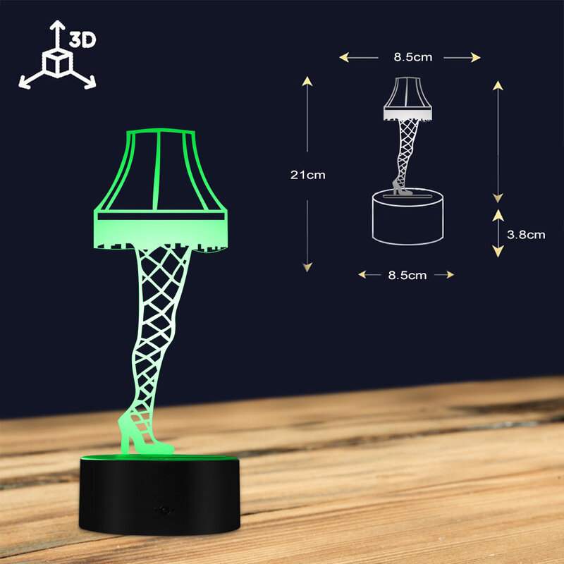 크리스마스 이야기에서 3D 착시 다리 램프 섹시한 실크 스타킹 다리 야간 조명 테이블 램프, 빛나는 Led 비주얼 램프 조명