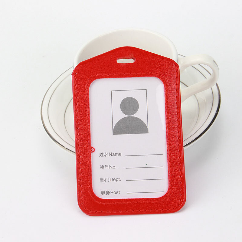 10 pcs/lot Vertical High Quality PU Leather ID Badge Case Clear and Color Border Bank Credit Card Holders ID Badge Holders