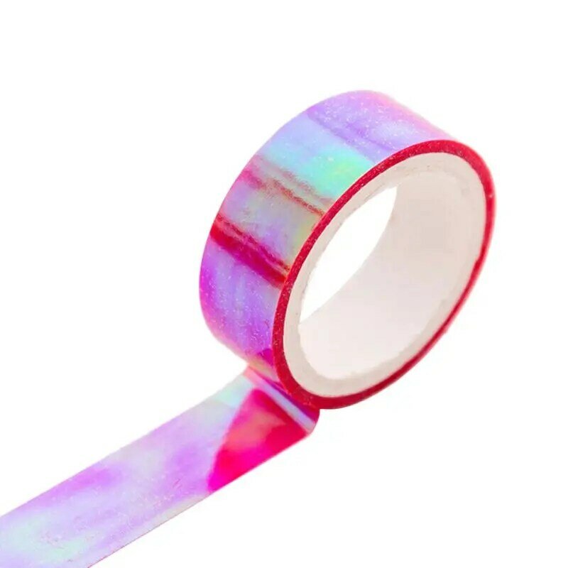 Cinta Washi láser de arcoíris brillante, cintas adhesivas decorativas de papelería para álbum de recortes, cinta adhesiva DIY