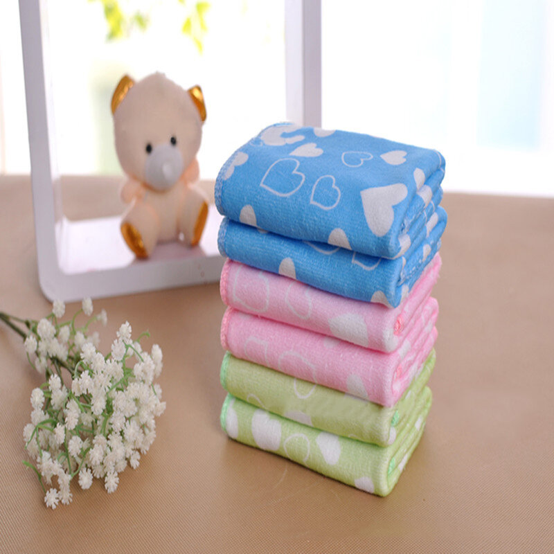 25 * 50cm Soft Microfiber Absorbent Towel Herat Printing Child Hand&Face Towel