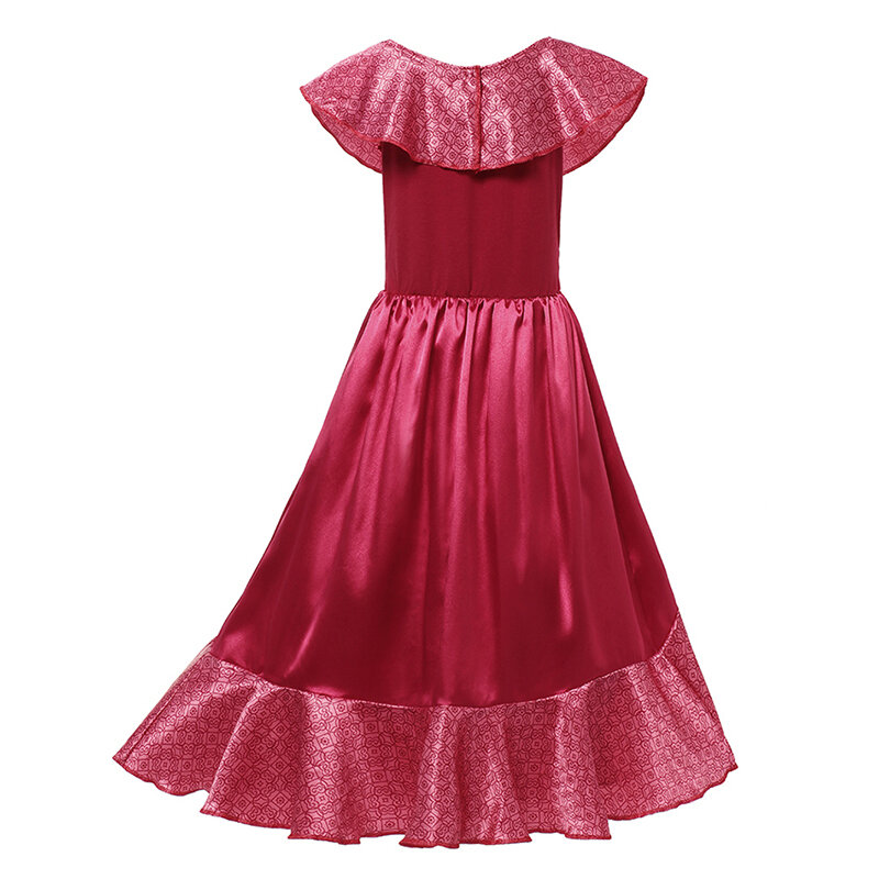 Costume de Cosplay Princesse Elena pour Fille, Robe Rouge Classique pour Enfants d'Avalor, Tenues de Bal d'Halloween