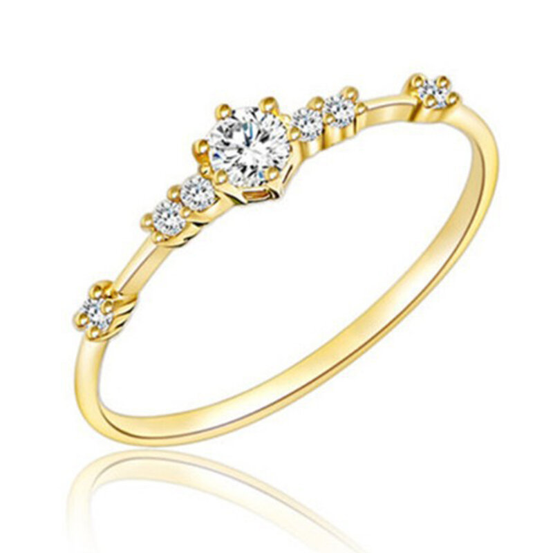 Anel feminino, nova moda simples anéis de marca de cristal para mulheres cor de ouro/prata anel de festa casamento joia no atacado