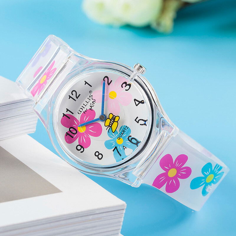 Wysokiej jakości nowych moda dzieci studenci kwarcowe zegarki dla dzieci miękkie wodoodporne sportowe serce motyl zegarki na rękę boże narodzenie