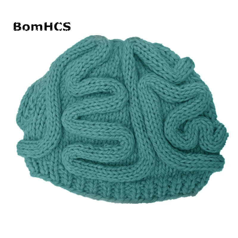 BomHCS ใหม่ของขวัญ Novelty Terror Big Brain หมวก 100% Handmade ถักฤดูหนาวสมอง Beanie ฮาโลวีน Party Presents