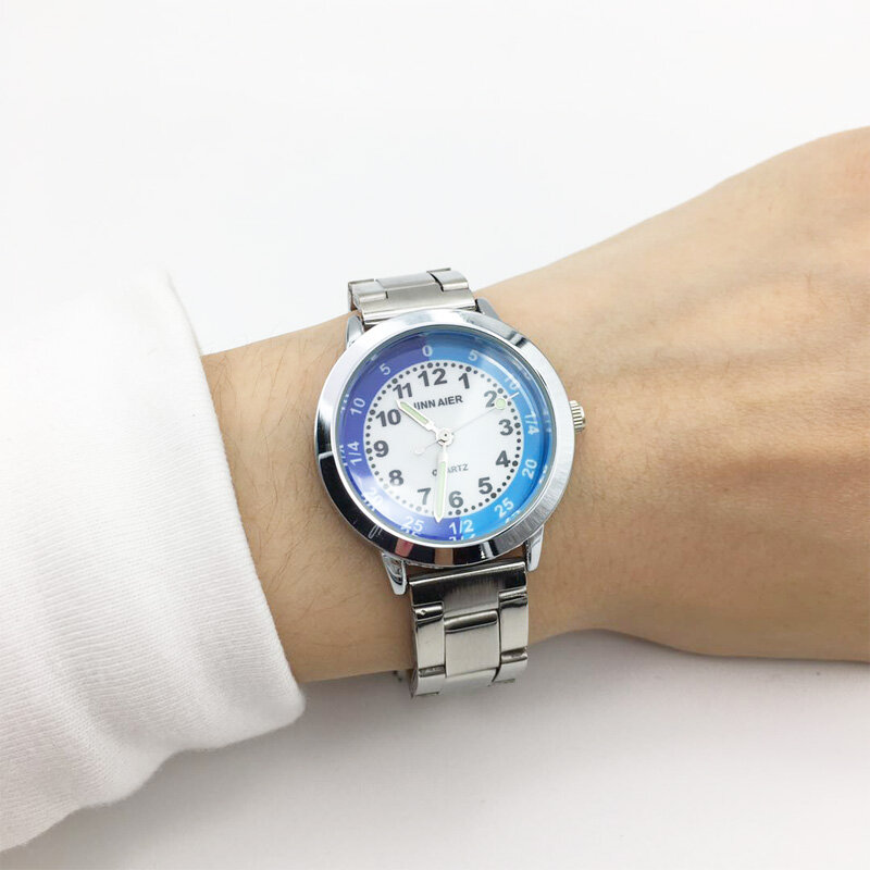 Moda feminina relógios pulseira de aço inoxidável senhoras relógio de quartzo feminino colorido dial reloj mujer menina estudante hora