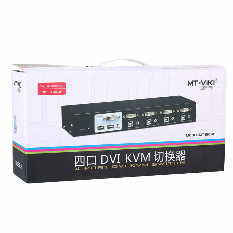 MT-VIKIポートdvikvmスイッチ (オーディオ付き) 自動ホットキーkvmaスイッチャーusbマウスキーボード4個モニター (オリジナルケーブル2104dl付き)