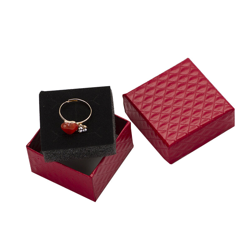 5*5*3cm pudełko wystawowe z biżuterią 48 sztuk wiele kolorów czarna gąbka diament Patternn papierowy pierścień/kolczyki pudełko opakowanie białe pudełko