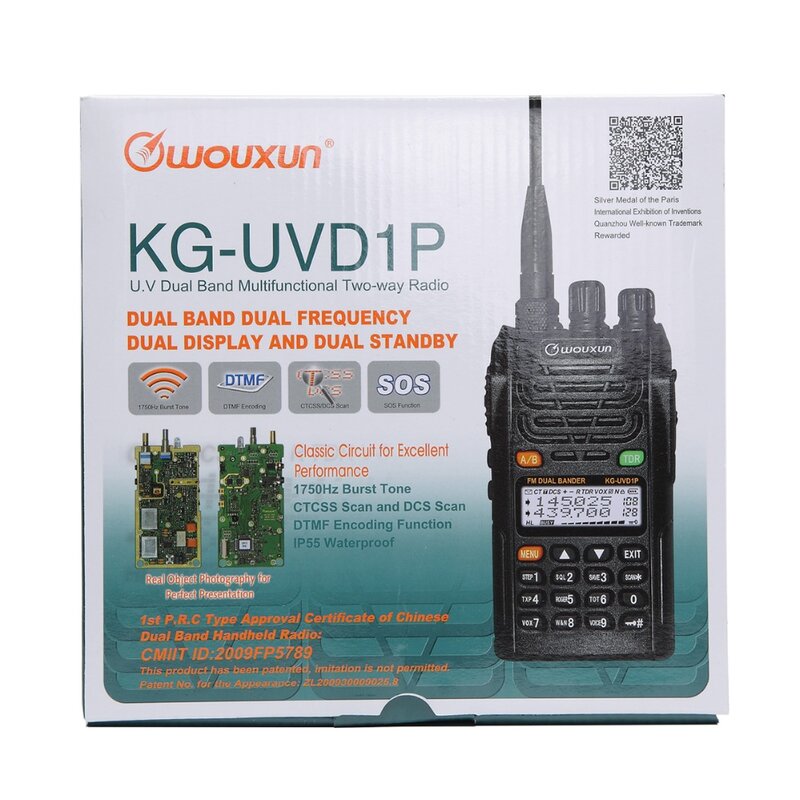 Dual Band Handheld FM Transceiver, Rádio portátil Walkie Talkie, KG-UVD1P, 1700mAh Bateria, VOX