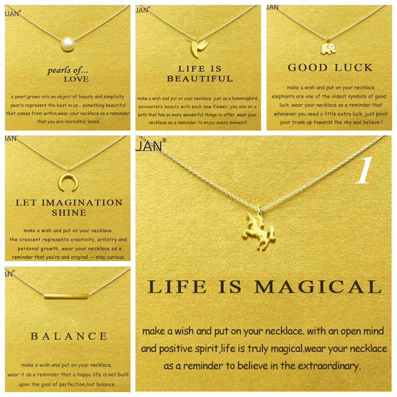 2pcs/Lot Gold Card Summary 1: Dogeared Elephant Unicorn Pearl Choker Statement Jewelry Chain Women Collares Pendant Necklace