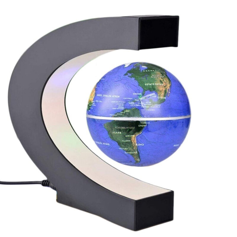 EU Blue Levitation Anti Gravity Globe Magnetic Floating Globe World Map LED Light For Children Gift Home Office Desk Decoration