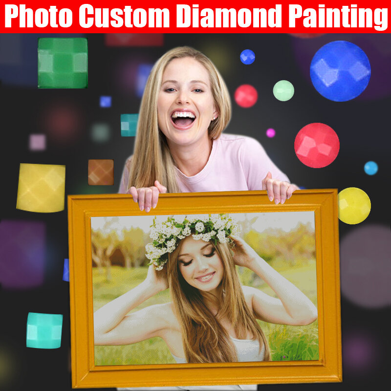 HOMFUN-cuadro de una foto personalizada 5D para boda, Diamantes de imitación, bordado, punto de cruz 3D, decoración de casa