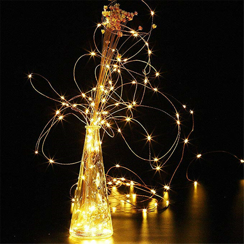 Luces de hadas Led de cobre, lámpara de Navidad, botón CR2032, funciona con pilas, cadena de luz para decoración de bodas y Navidad, 1M, 10LED