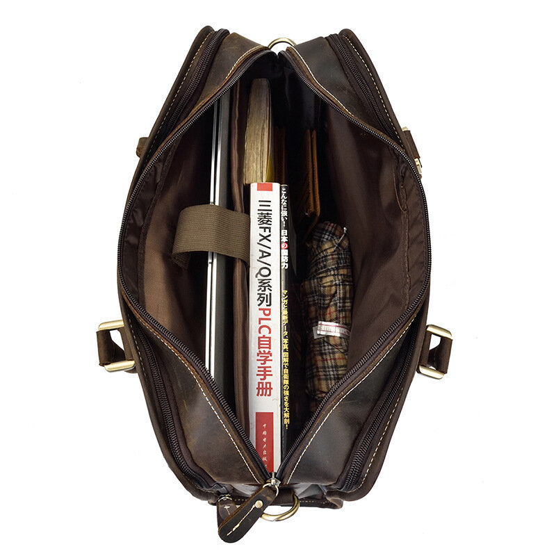 Мужской портфель из натуральной кожи, в стиле ретро, Наплечная Сумка, деловая сумка для работы, для ноутбука 15 дюймов