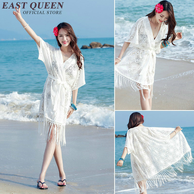 Cardigãs brancos de crochê com franjas, cardigã longo de verão com renda vazada cobertura de praia túnica nn0185 yq