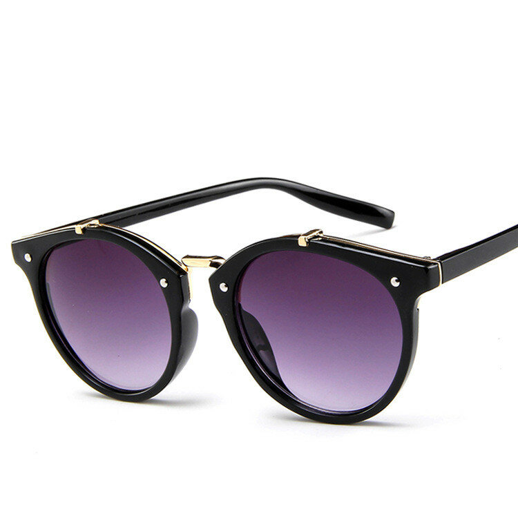 Gafas De Sol Vintage con remaches redondos para mujer, anteojos De Sol femeninos De diseñador De marca, con gradiente UV400, elegantes, 2021