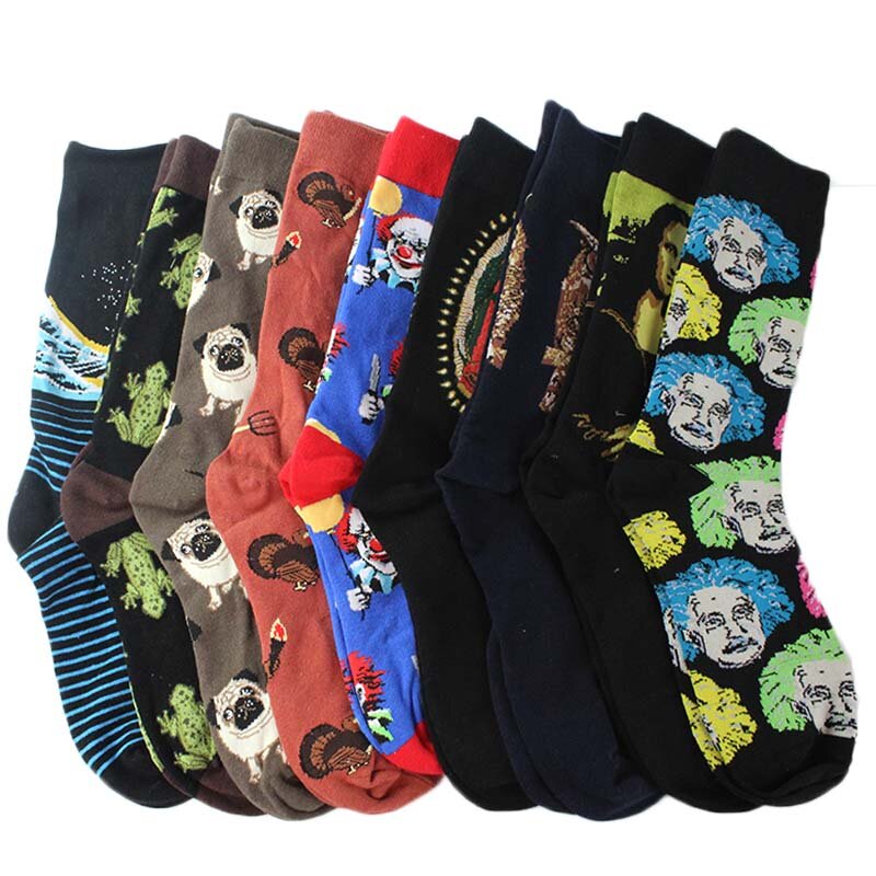 Happy Cool Harajuku мужские носки, хип-хоп уличные большие размеры, смешные мужские носки, мужские скейтборд живопись, Calcetines Homme Divertidos Sox