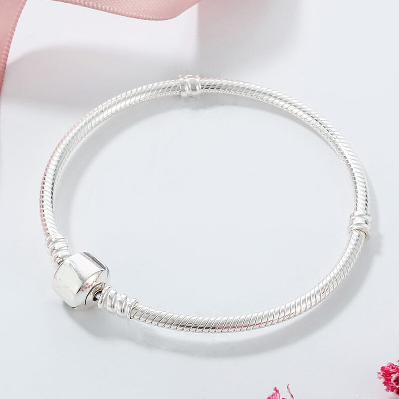 Send Silver Certificate! YINHED 100% 925 Silver Bracelet Bangle Fashion DIY Jewelry Snake Chain Charm Bracelet Women Gift ZB030