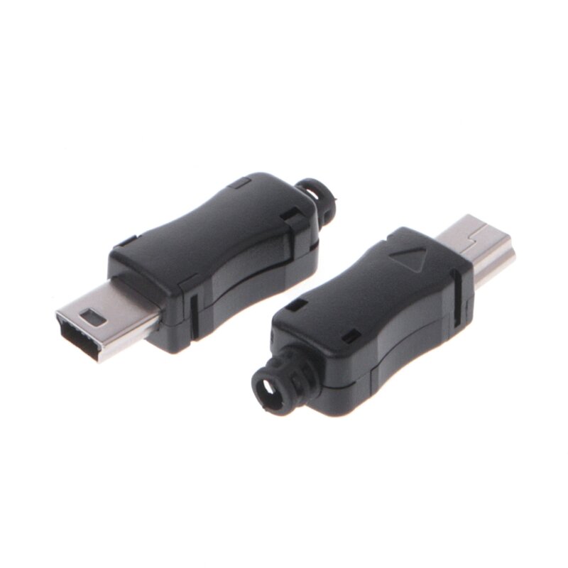 OOTDTY-DIY 미니 USB 2.0 5 핀 플러그 소켓, 테일 커넥터가 있는 플라스틱 커버 10 세트