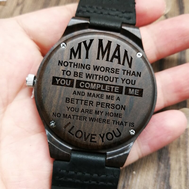 To My Man You Are the Best Thing That Ever Happened to Me Engraved Zebra Wooden Watch