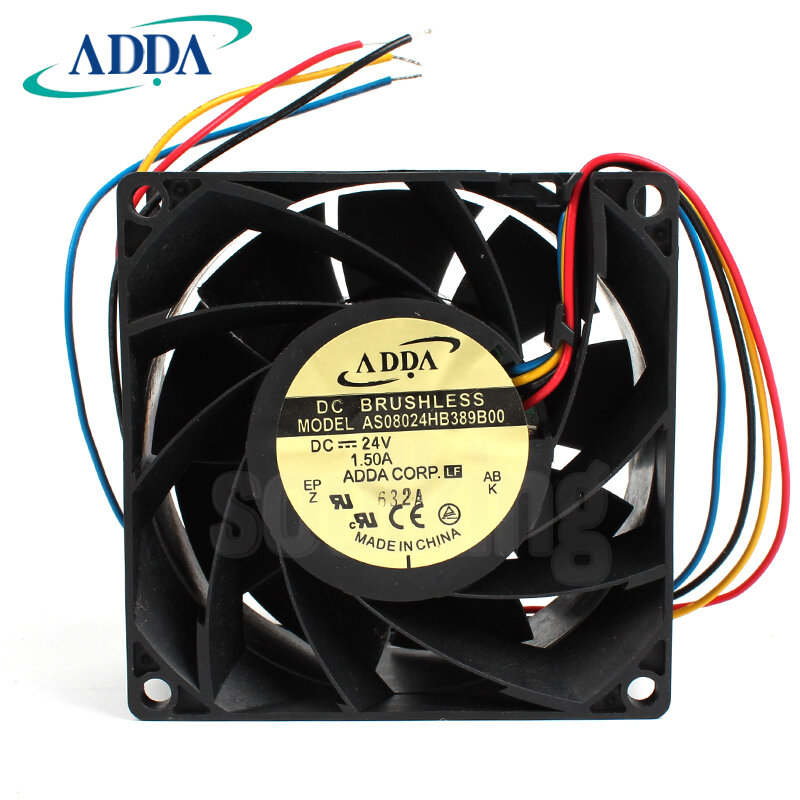 ADDA-ventilador de refrigeración de frecuencia PWM, AS08024HB389B00 8038 1.5A 24V, 4 líneas, nuevo
