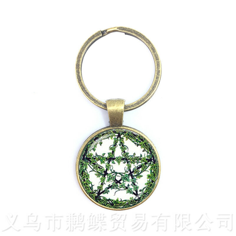 Llavero satánico Supernatural, colgante gótico de cabujón de cristal, Estrella Wicca, regalo para rezar por los felices