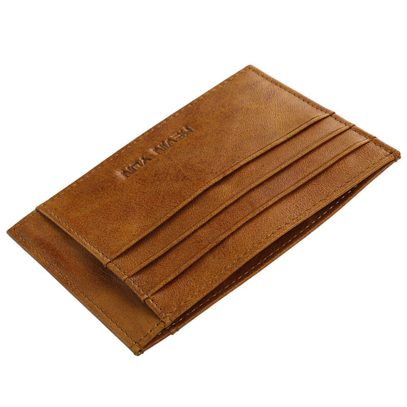 Porte-cartes Slim en cuir véritable pour hommes, étui de carte de crédit, portefeuille