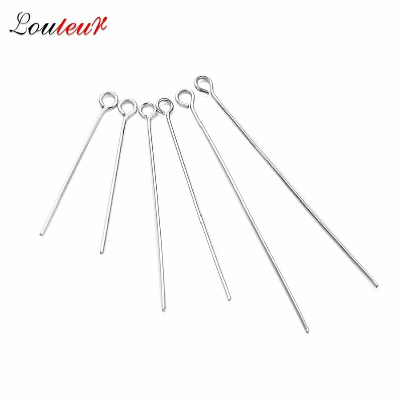 100pcs Stainless Steel Eye Head Pins  30 40 50mm Eye Pins Findings Silver Plated For Diy Jewelry Making Accessories