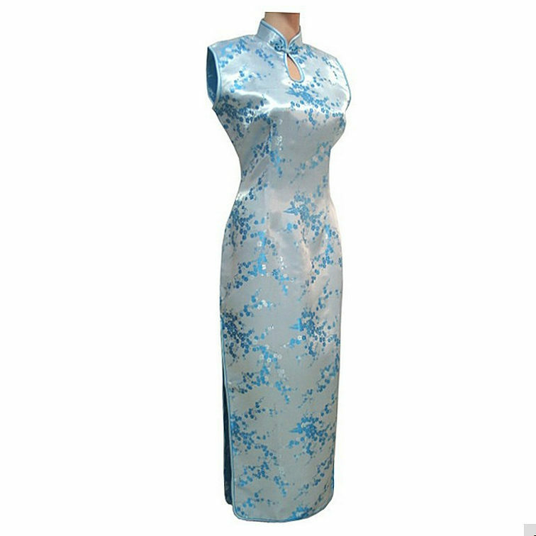 Черно-красное традиционное китайское платье, женское атласное длинное платье-Ципао с лямкой на шее, Ципао, платье с цветами, Размеры S M L XL XXL XXXL J3035